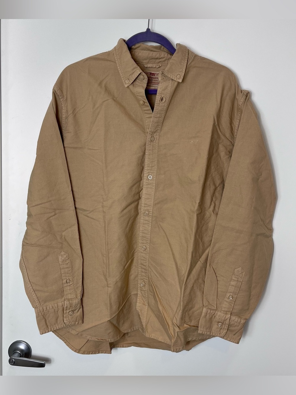 Levi's Classic Button Down Relaxed Shirt Tan‎ Mens Long Sleeve Large Cotton
